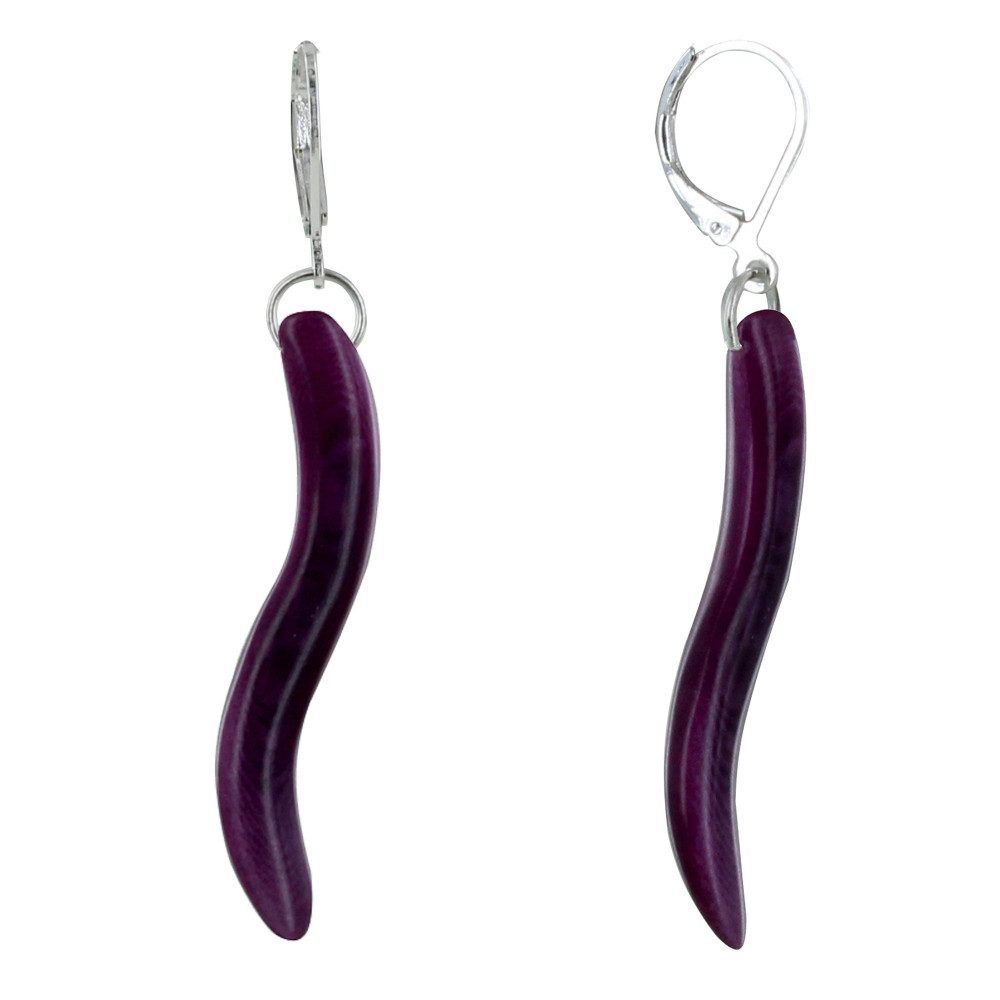 LES POULETTES BIJOUX Boucles d'Oreilles Vague de Tagua - Violet