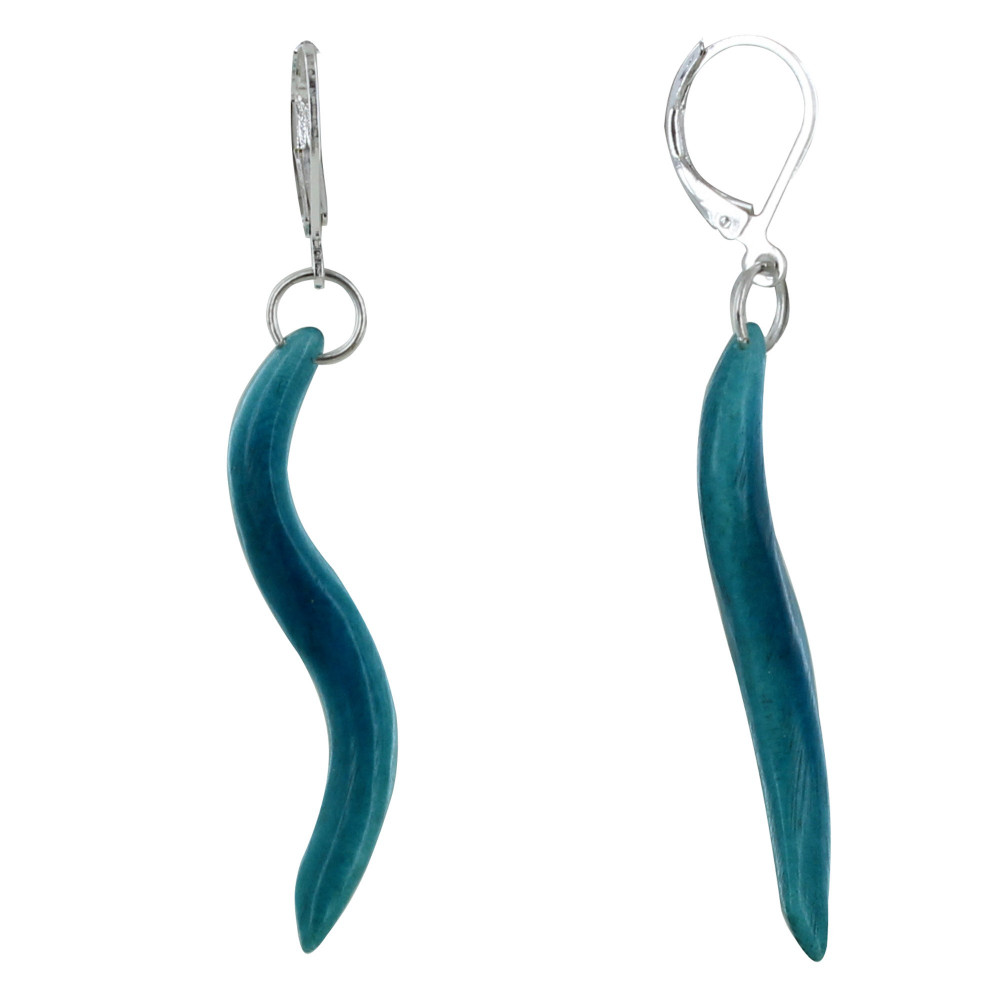 LES POULETTES BIJOUX Boucles d'Oreilles Vague de Tagua - Turquoise