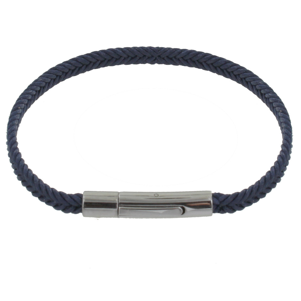 LES POULETTES BIJOUX Bracelet Homme Tresse en Coton Bleu Foncé - taille 18 cm