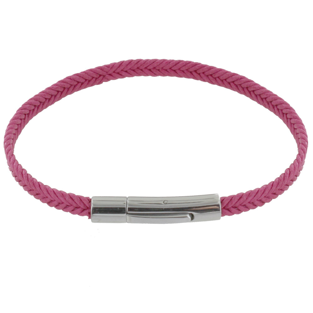 LES POULETTES BIJOUX Bracelet Homme Tresse en Coton Rose - taille 19 cm
