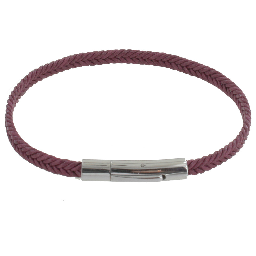 LES POULETTES BIJOUX Bracelet Homme Tresse en Coton Lie de Vin - taille 18 cm