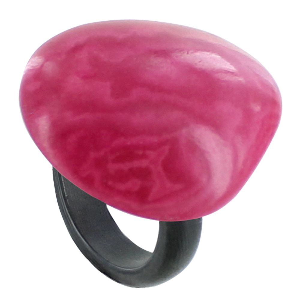 LES POULETTES BIJOUX Bague Coquille de Tagua Fuchsia - taille 56
