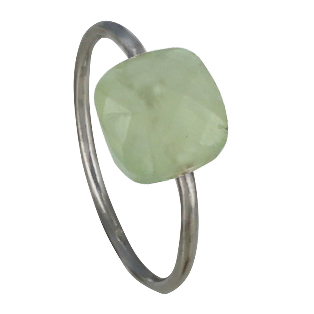 LES POULETTES BIJOUX Bague Argent Carré de Prehnite Facetté - taille 56