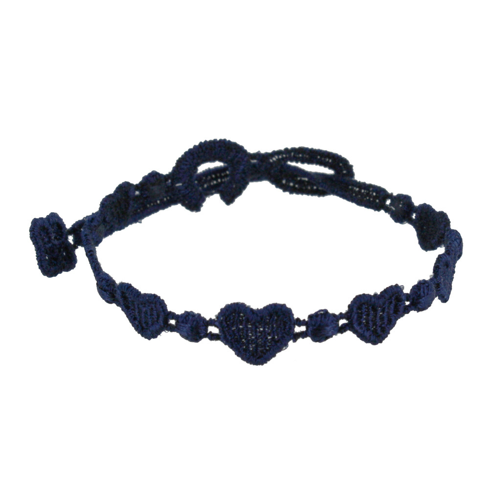 LES POULETTES BIJOUX Cruciani Bracelet Dentelle Heartbeat - Bleu Navy