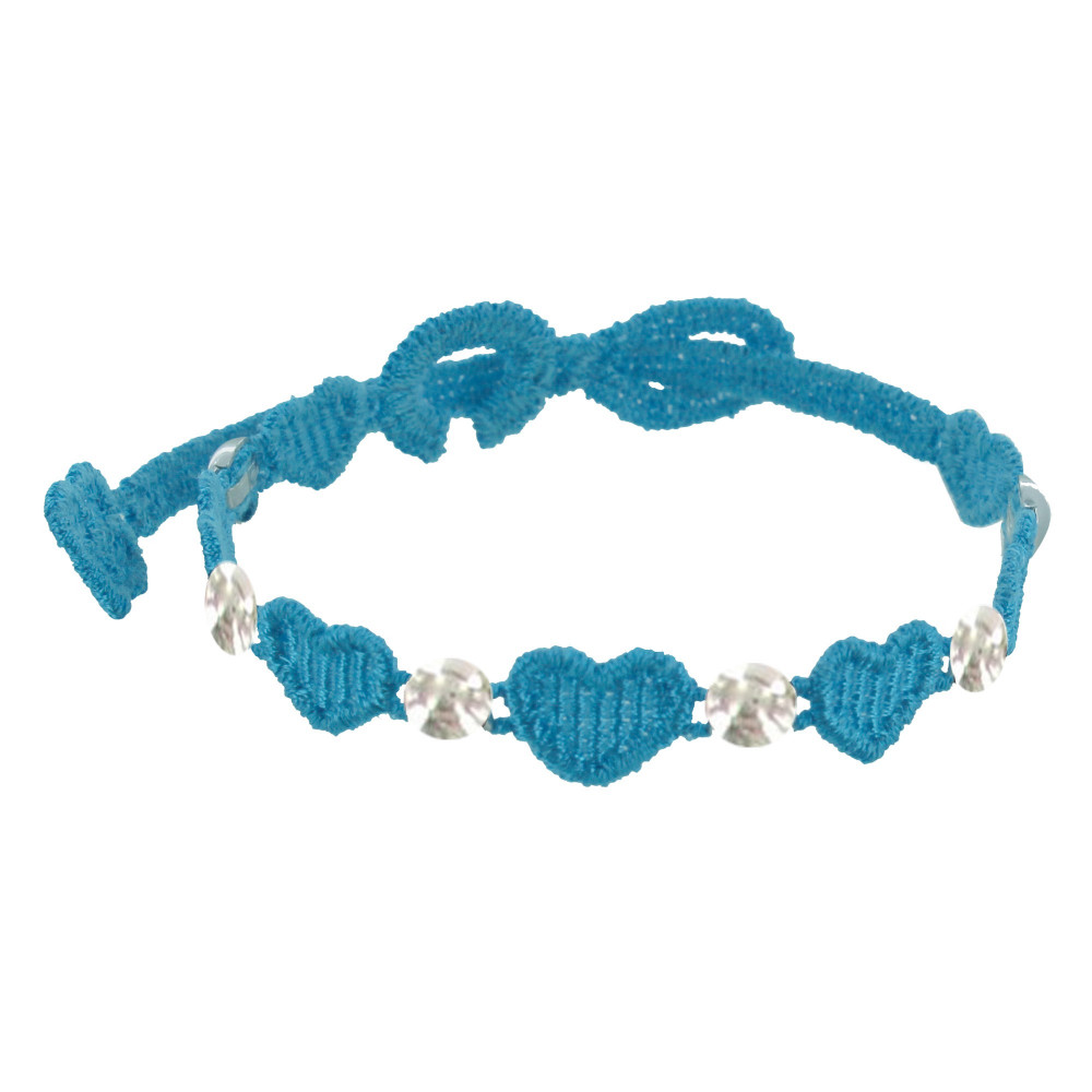 LES POULETTES BIJOUX Cruciani Bracelet Dentelle Heartbeat et Hemisphère Argent - Azur