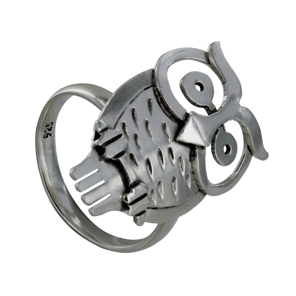 LES POULETTES BIJOUX Bague Argent Hibou - taille 52