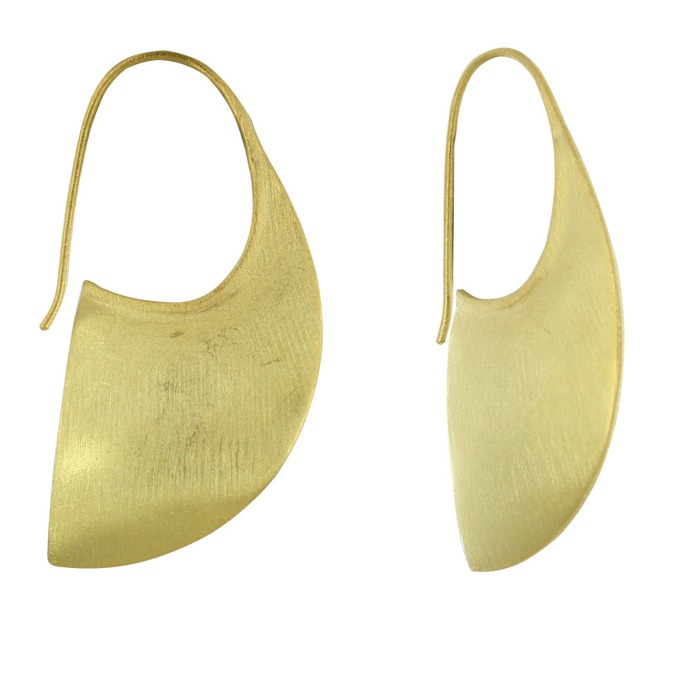 LES POULETTES BIJOUX Boucles d'Oreilles Argent Doré Eventail