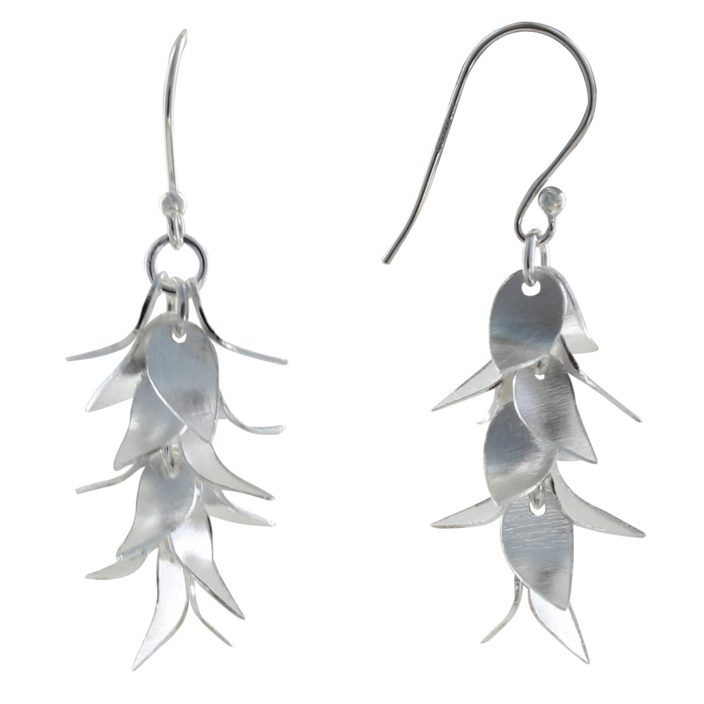 LES POULETTES BIJOUX Boucles d'Oreilles Argent 925 Grappe de Gouttes Incurvées