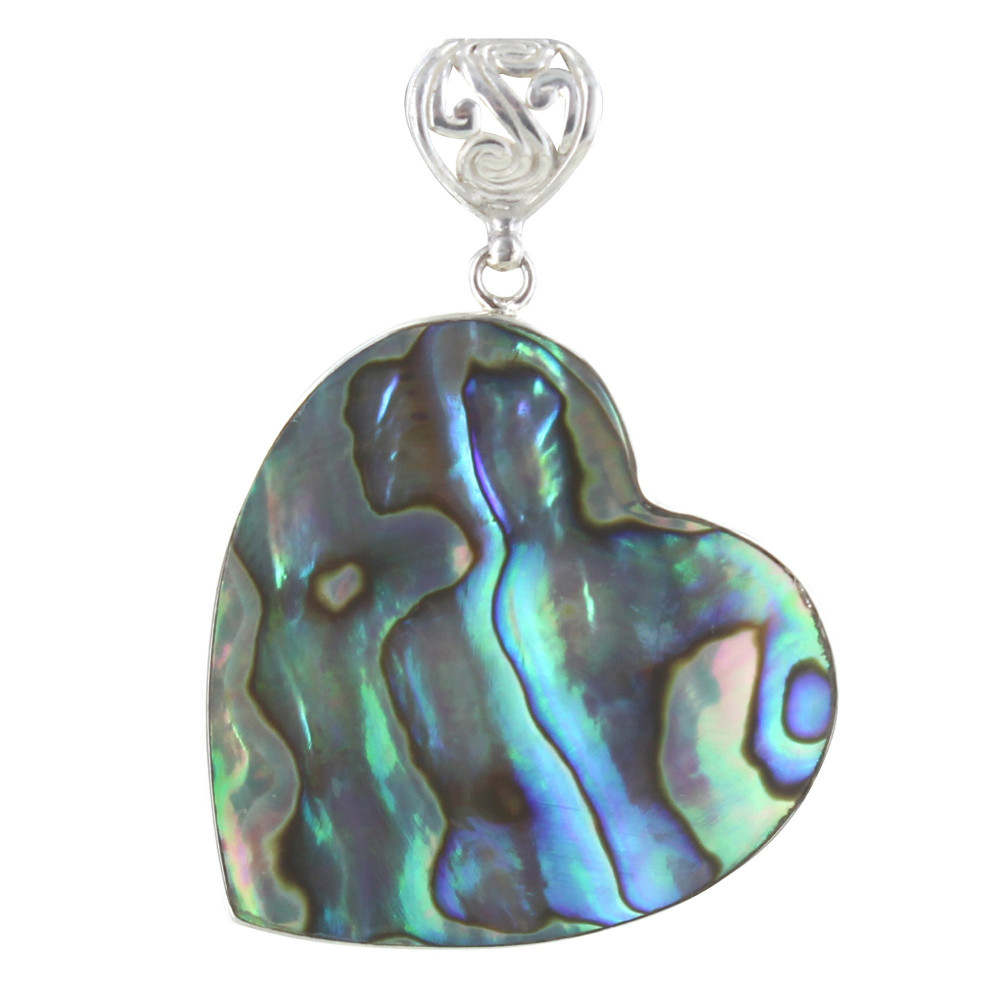 LES POULETTES BIJOUX Pendentif Argent Coeur de Nacre Abalone