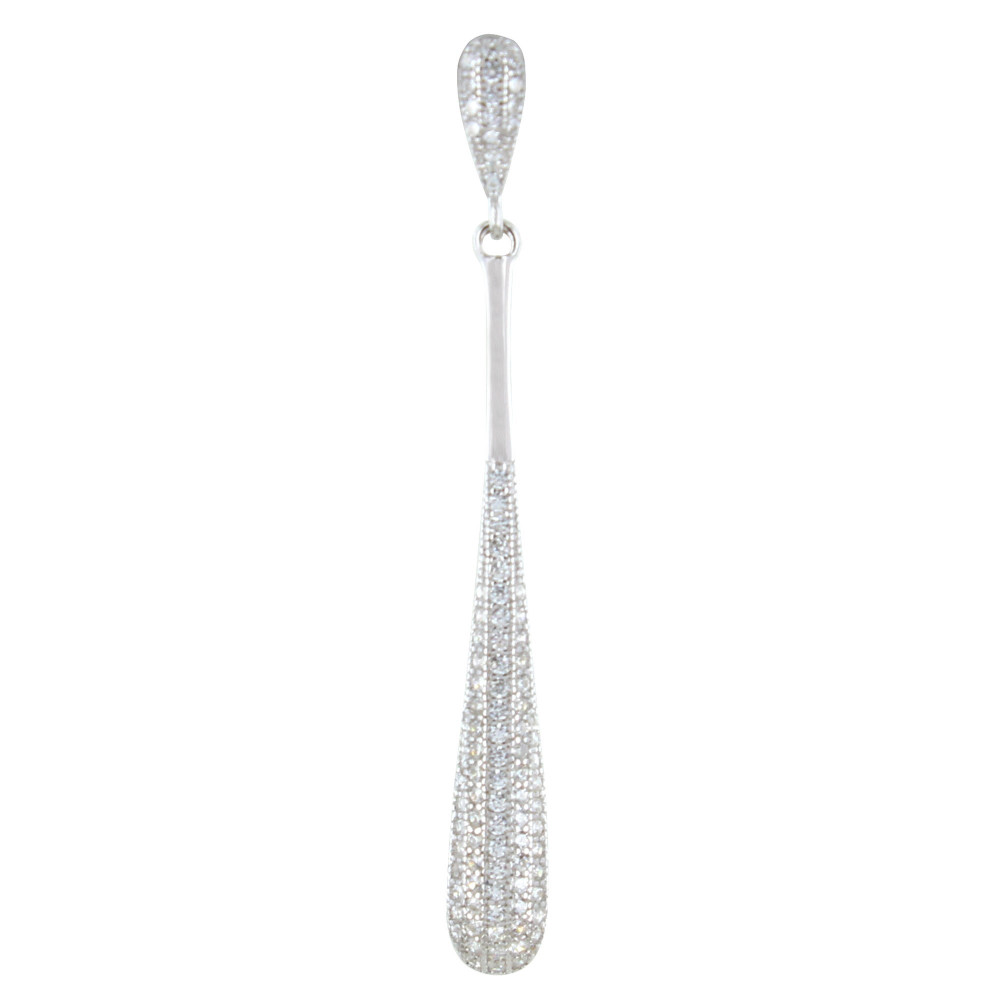 LES POULETTES BIJOUX Pendentif Argent Rhodié Longue Goutte de Strass