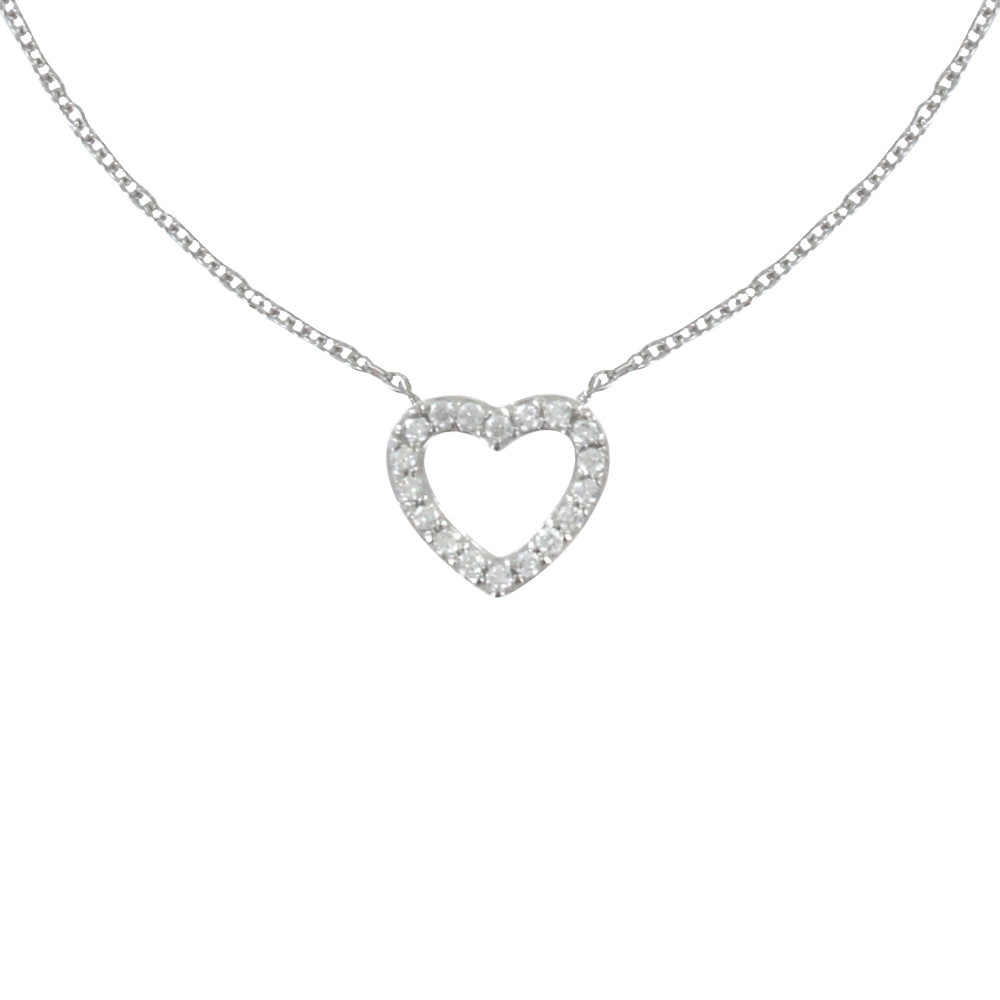 LES POULETTES BIJOUX Collier Coeur de Strass Ajouré Argent