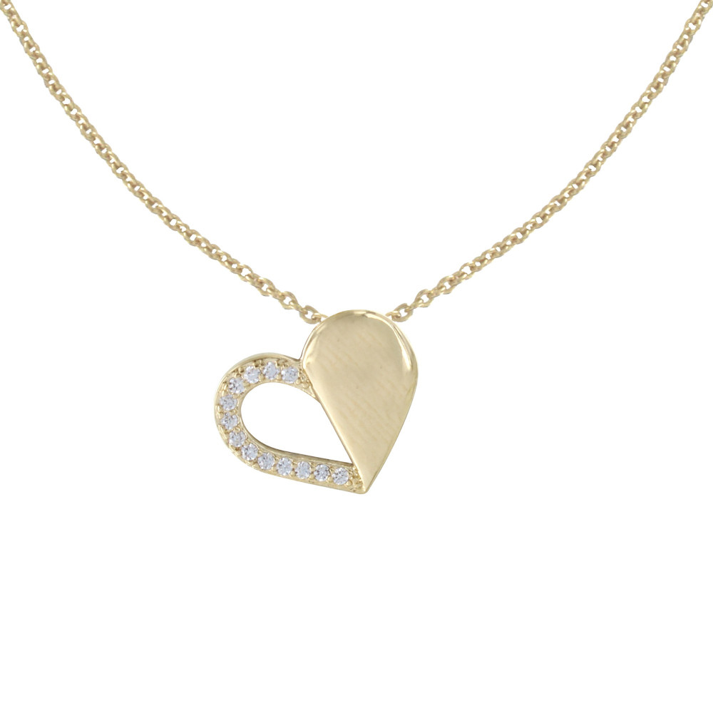 LES POULETTES BIJOUX Collier Plaqué Or Coeur Toi et Moi Ajouré et Strass