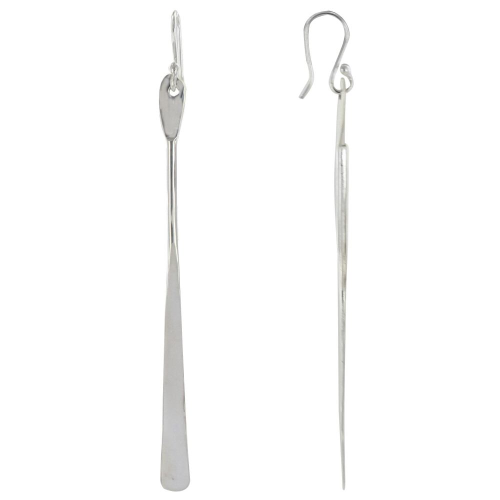 LES POULETTES BIJOUX - Boucles d'Oreilles Argent Grande baguette Plate