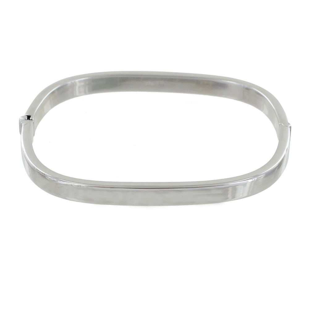 LES POULETTES BIJOUX - Bracelet Argent Rhodié Jonc Rectangle