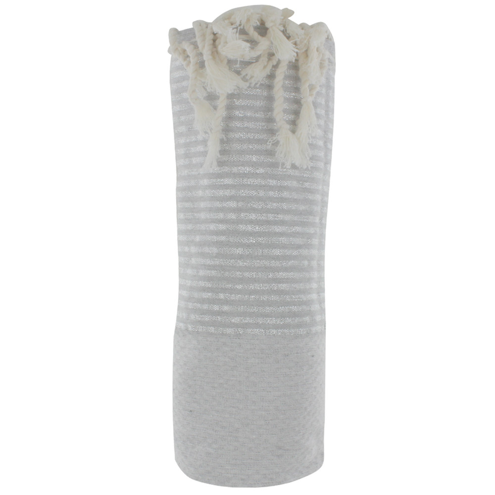 LES POULETTES BIJOUX Fouta Drap Plage et Hammam Coton Nid d'Abeille Gris Clair Petit