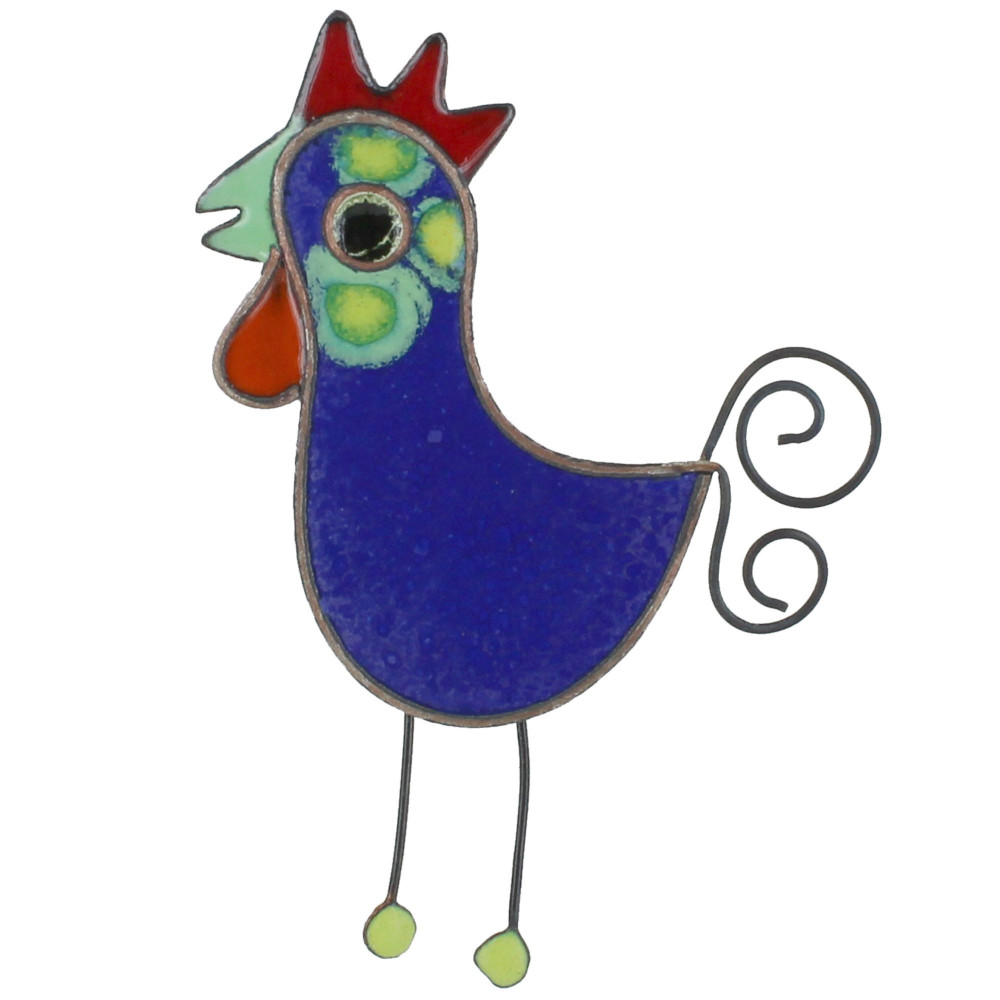 LES POULETTES BIJOUX Broche Coq émaillée Bleu