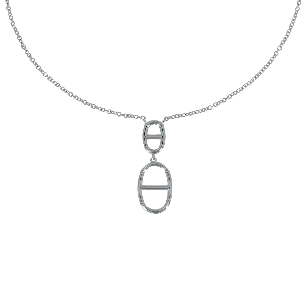 LES POULETTES BIJOUX Collier Argent Rhodié Deux Anneaux Marin