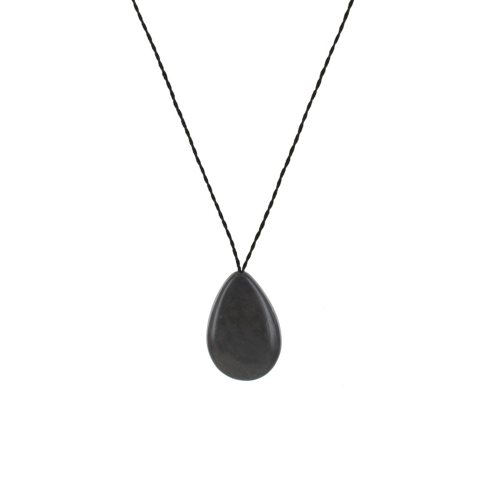 LES POULETTES BIJOUX Collier Goutte en Tagua - Gris