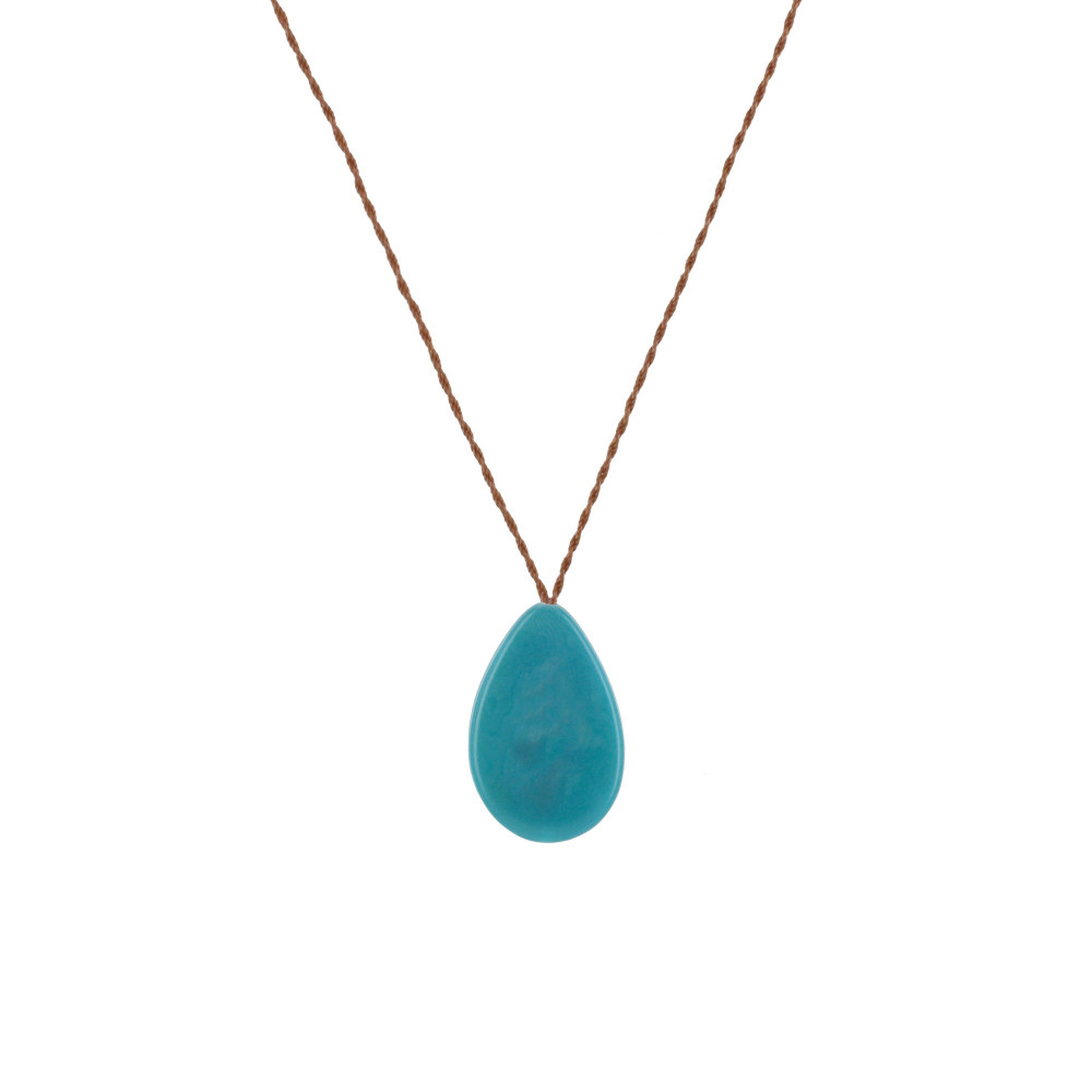 LES POULETTES BIJOUX Collier Goutte en Tagua - Turquoise