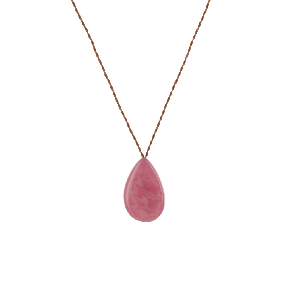 LES POULETTES BIJOUX Collier Goutte en Tagua - Fuchsia