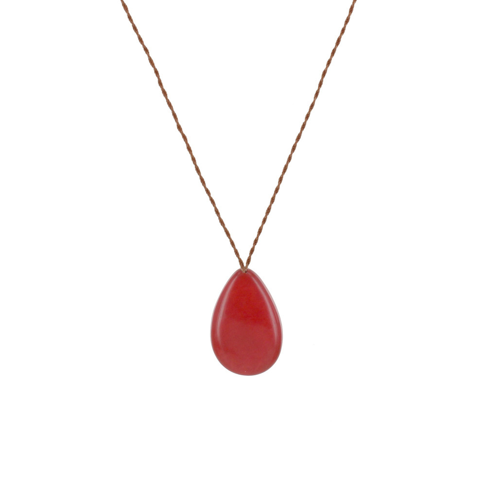 LES POULETTES BIJOUX Collier Goutte en Tagua - Rouge