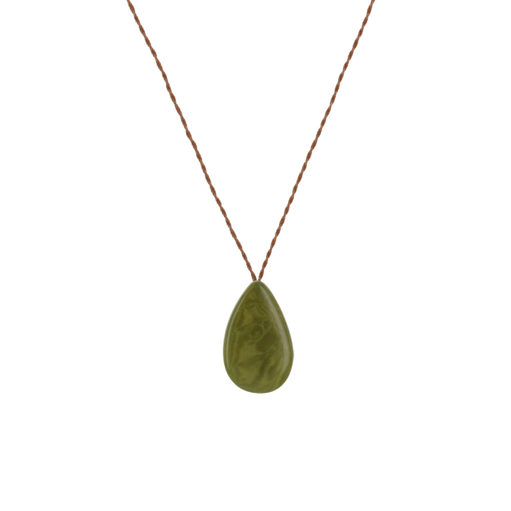 LES POULETTES BIJOUX Collier Goutte en Tagua - Vert