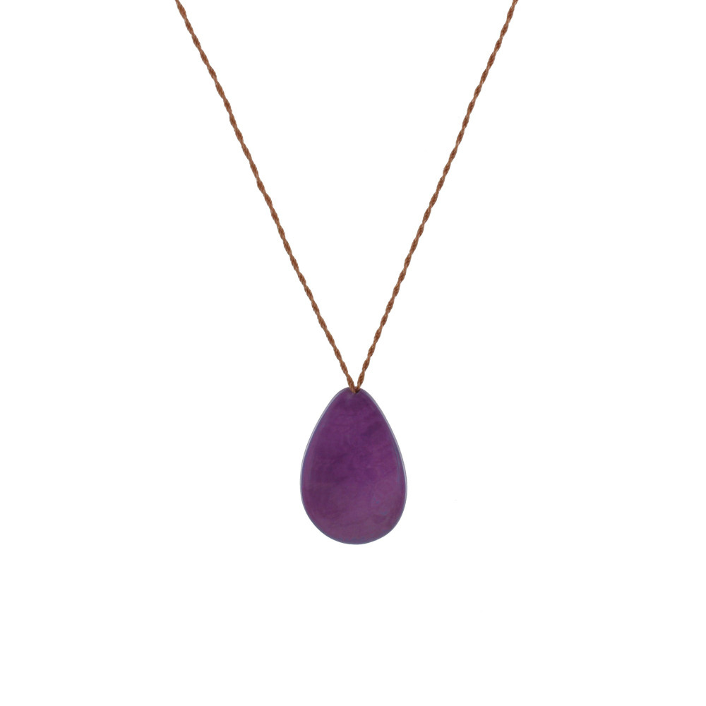 LES POULETTES BIJOUX Collier Goutte en Tagua - Violet