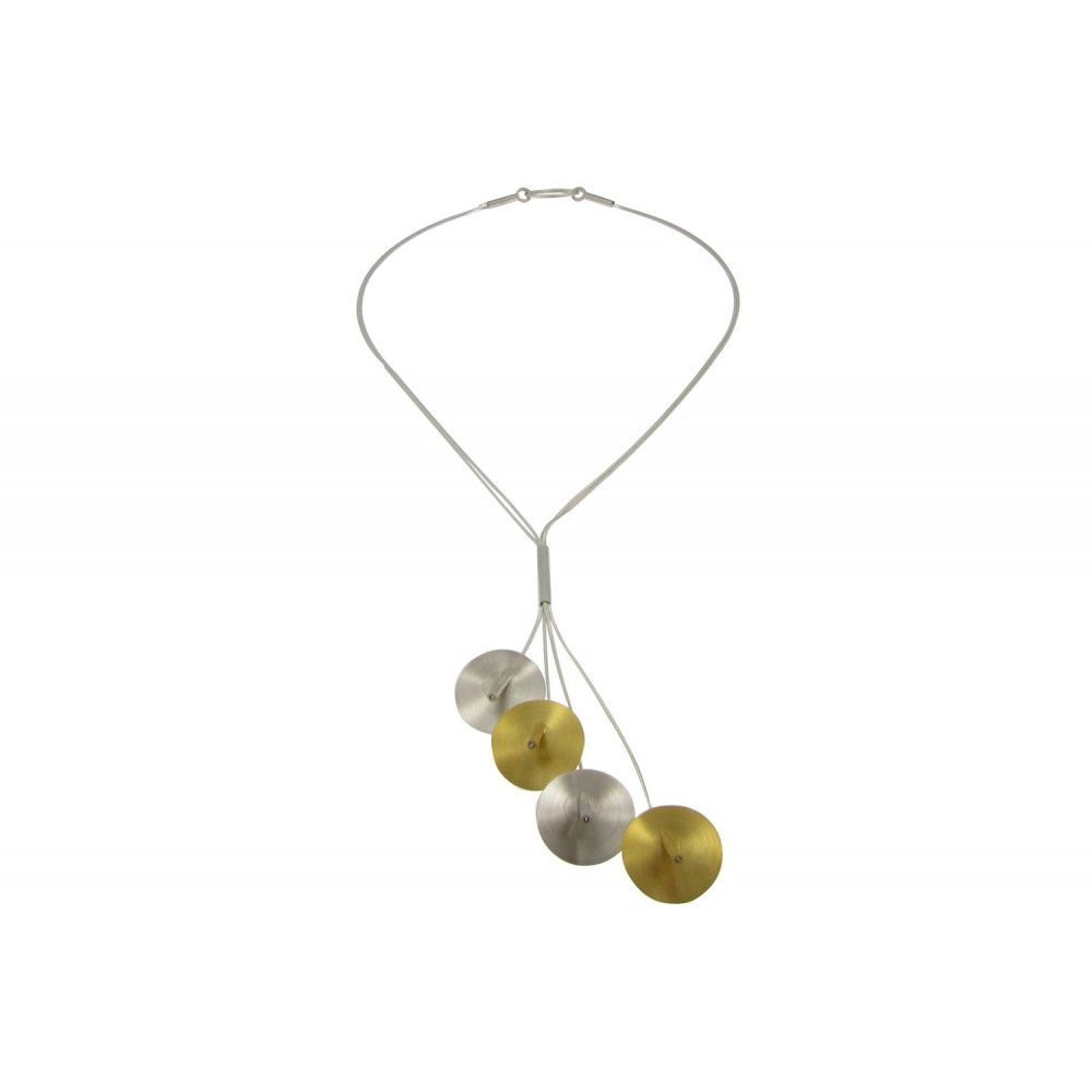 LES POULETTES BIJOUX Collier Argent 925 4 Nénuphars Argent et Vermeil
