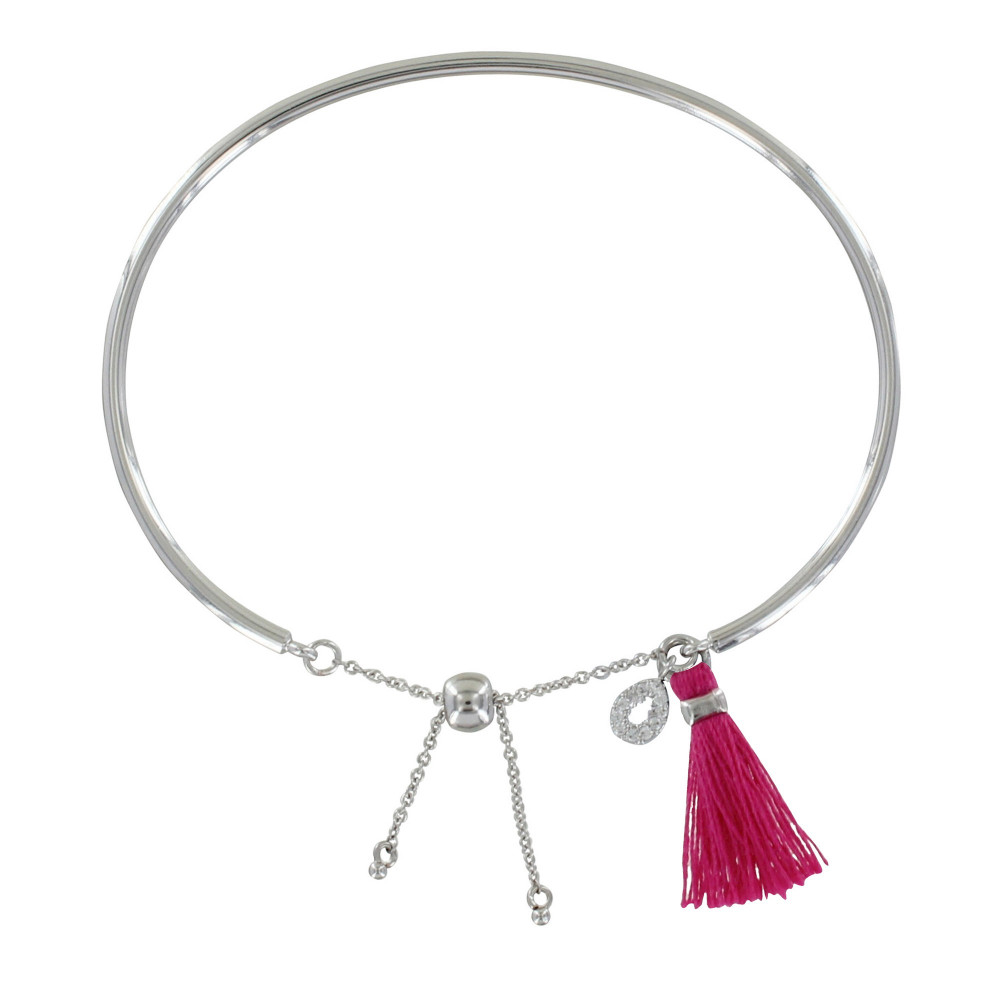 LES POULETTES BIJOUX Bracelet Enfant Laiton Argenté Demi Jonc Goutte de Strass et Po