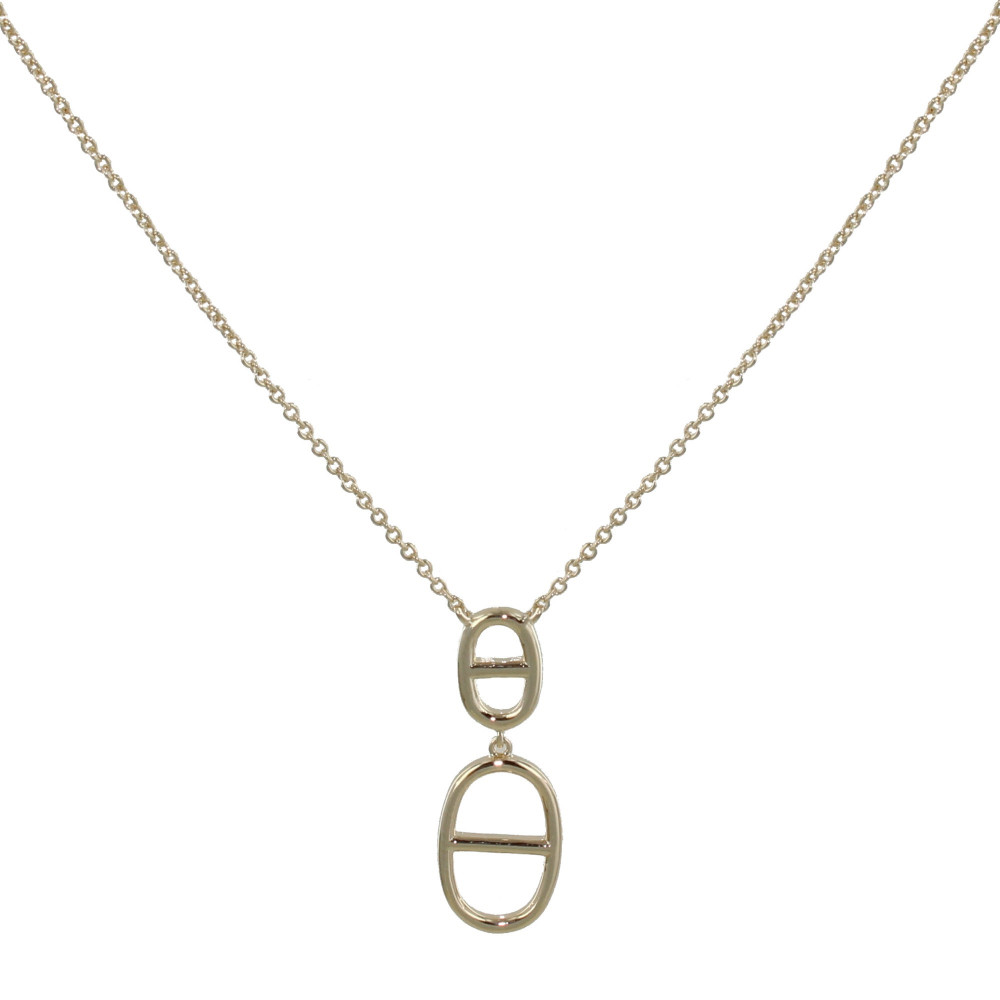 LES POULETTES BIJOUX Collier Plaqué Or Deux Anneaux Marin