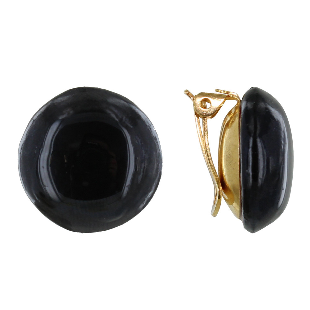 LES POULETTES BIJOUX Boucles d'Oreilles Clip Métal Doré Champignon Céramique