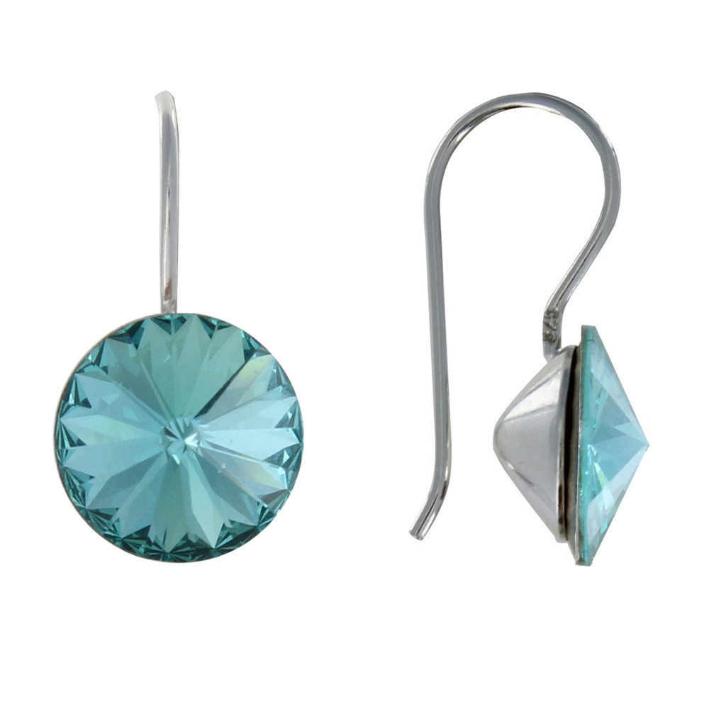 LES POULETTES BIJOUX Boucles d'Oreilles Argent Orné d'Un Cristal Rond - Turquoise