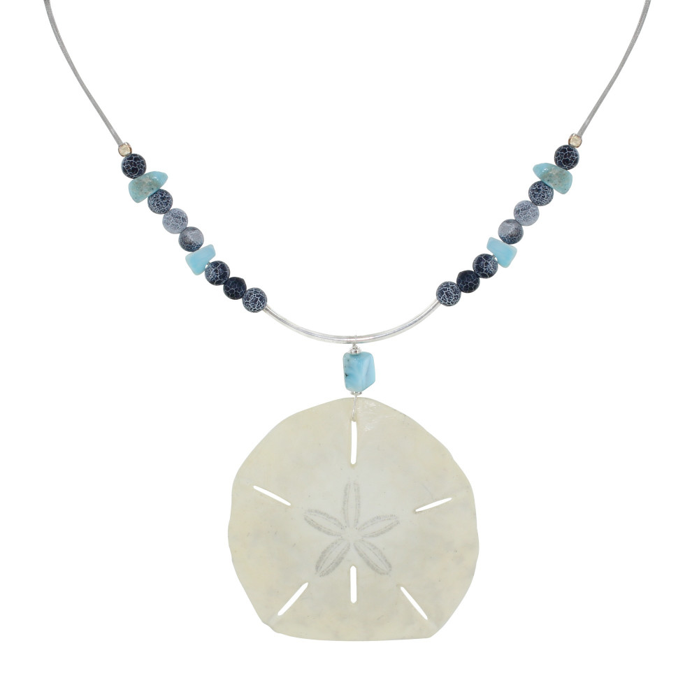 LES POULETTES BIJOUX Collier Câble Argent Perles d'Agate Craquelées Pépites de Larim