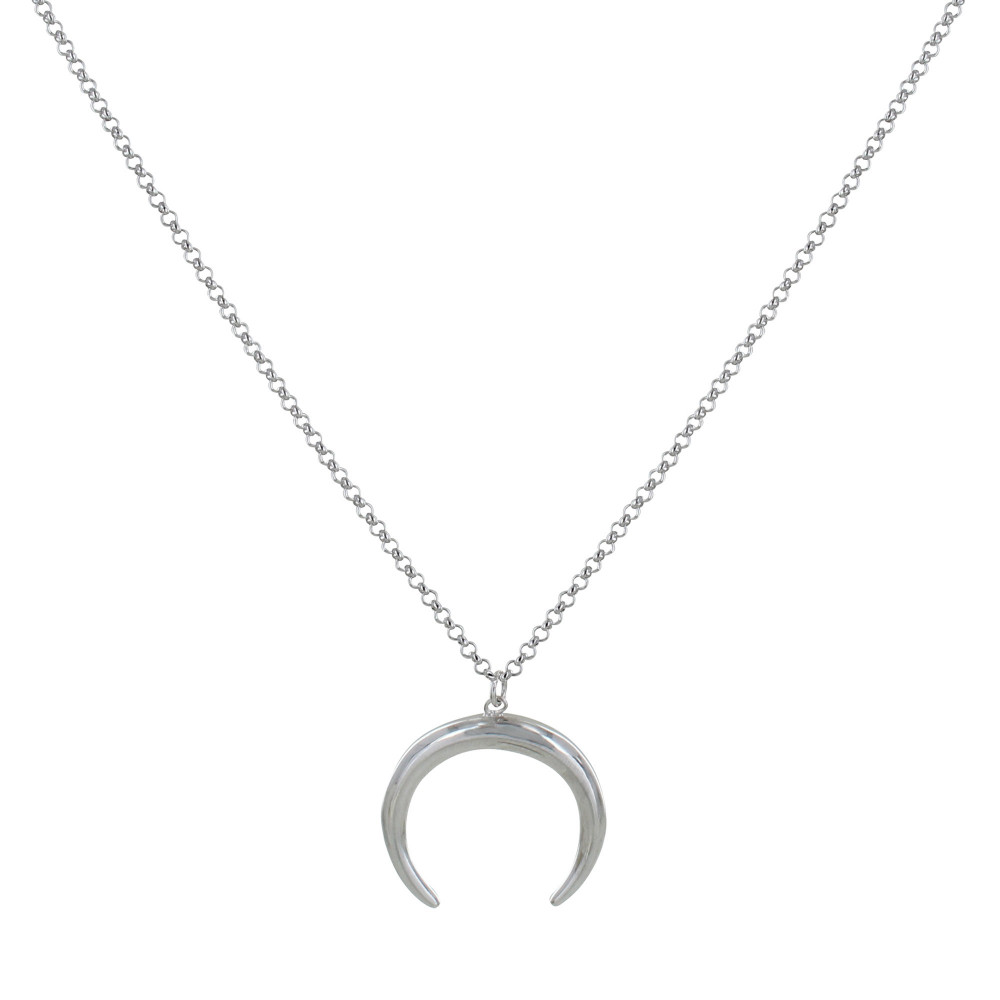 LES POULETTES BIJOUX Collier Argent Rhodié Croissant de Lune