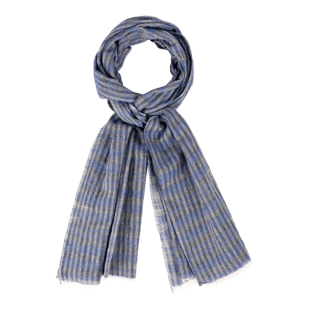 LES POULETTES BIJOUX Echarpe 100% Coton-Rayures Bleu Et Grises
