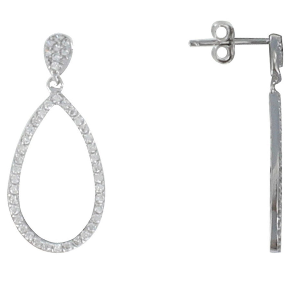 LES POULETTES BIJOUX Boucles d'Oreilles Argent Ovale de Strass