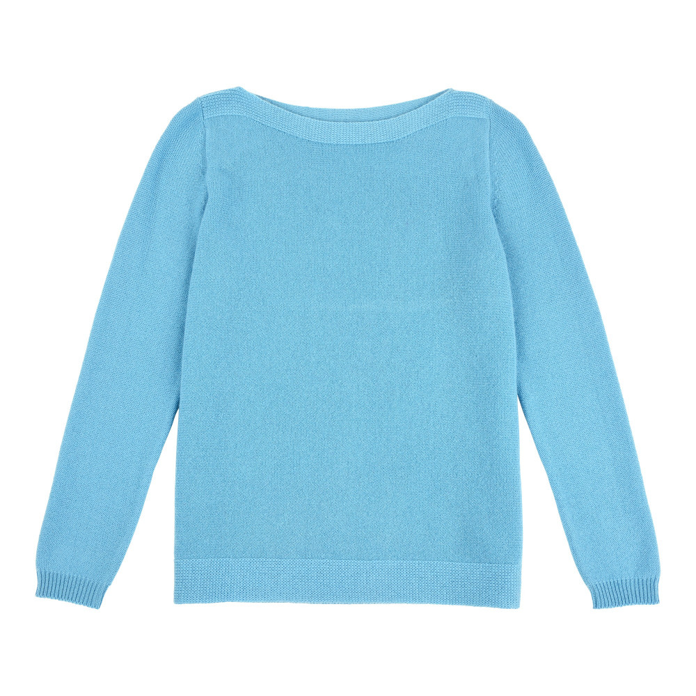 LES POULETTES BIJOUX Pull Col Bateau 100% Cachemire 2 Fils - Turquoise - taille M