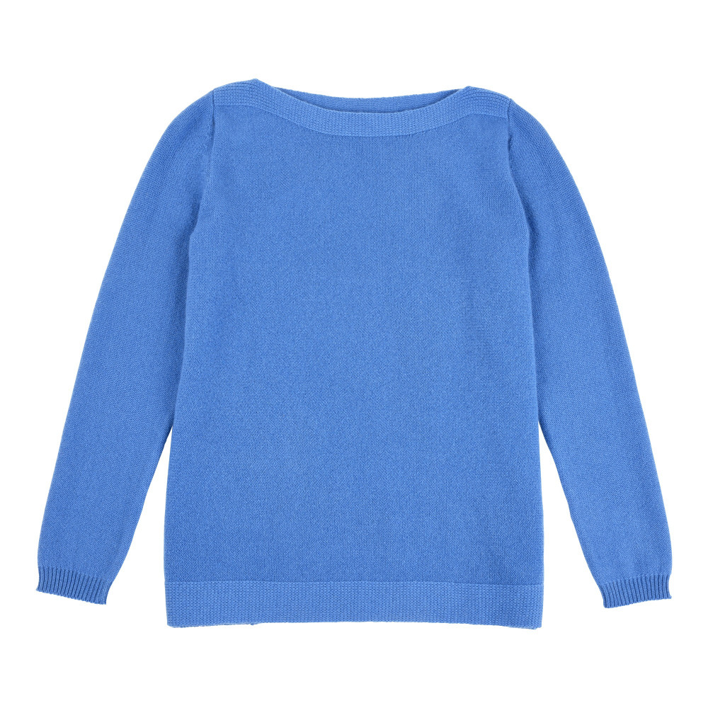 LES POULETTES BIJOUX Pull Col Bateau 100% Cachemire 2 Fils - Bleue - taille M