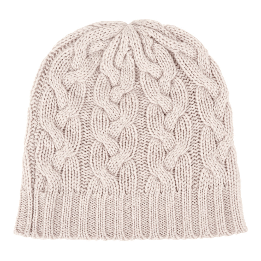 LES POULETTES BIJOUX Bonnet Câble 100% Cachemire 3 Fils Classics - Beige