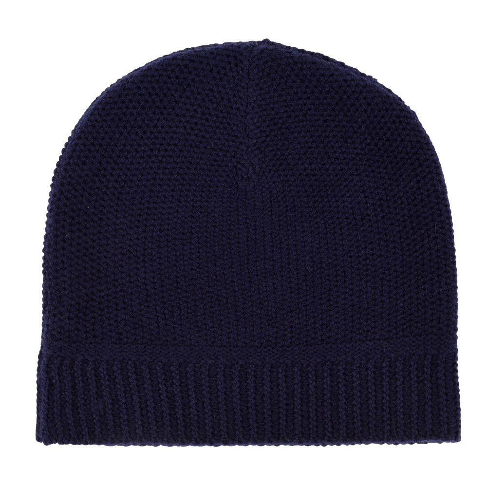 LES POULETTES BIJOUX Bonnet Point Jacquard 100% Cachemire 4 Fils Classics - Bleu Navy