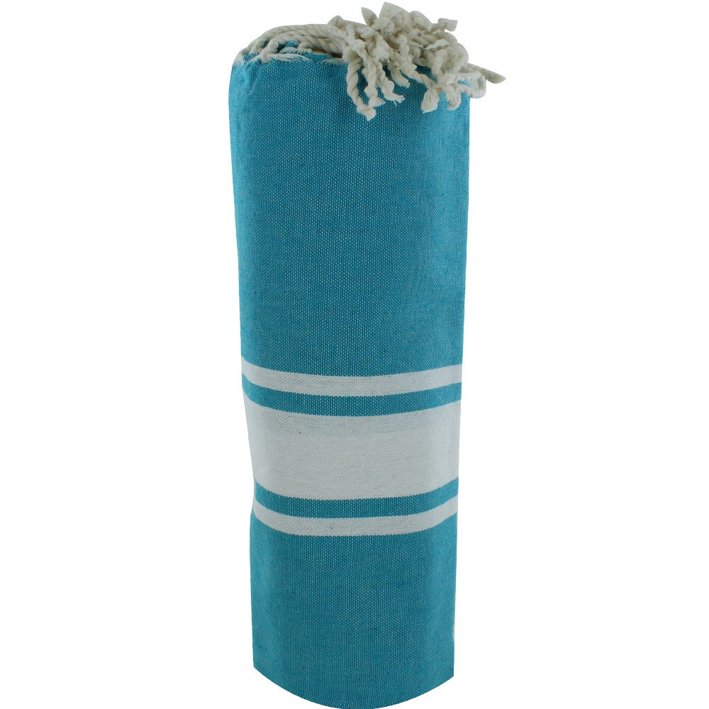 LES POULETTES BIJOUX Fouta Drap Plage et Hammam Coton Couleur Bleu Vert 100 x 200cm
