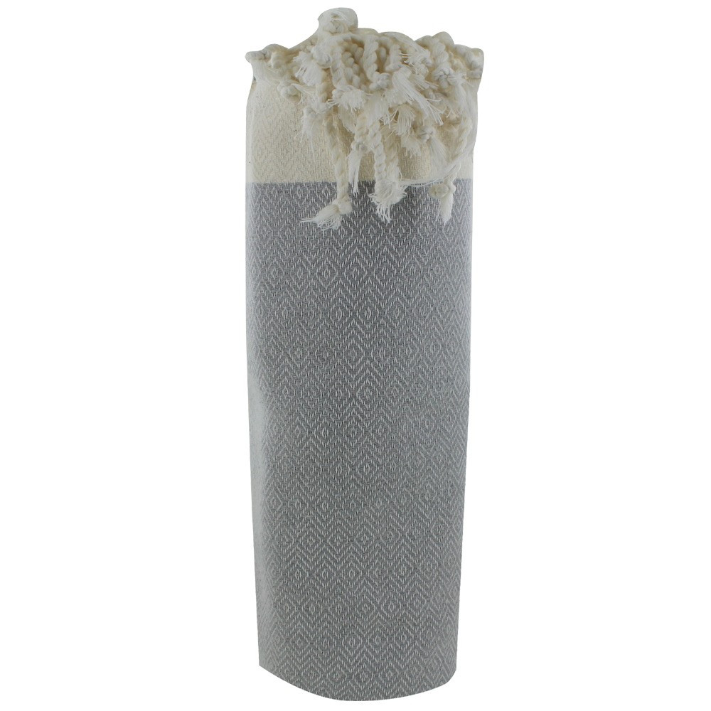 LES POULETTES BIJOUX V Fouta Drap Plage et Hammam Coton Diamants Gris Clair 100 x 20