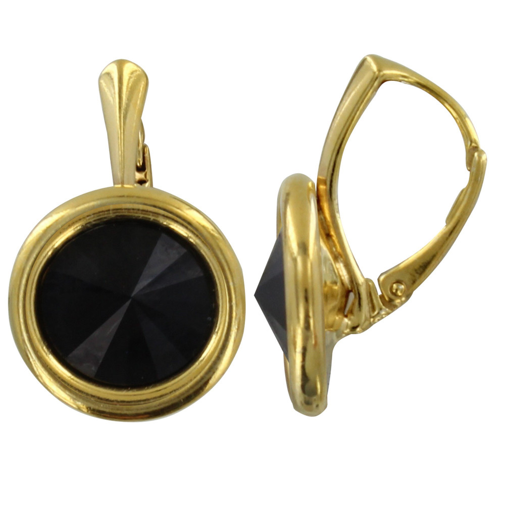 LES POULETTES BIJOUX - Boucles d'Oreilles Dormeuses Argent Doré avec des Cristaux Ro