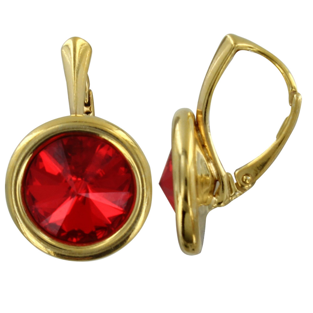 LES POULETTES BIJOUX - Boucles d'Oreilles Dormeuses Argent Doré avec des Cristaux Ro