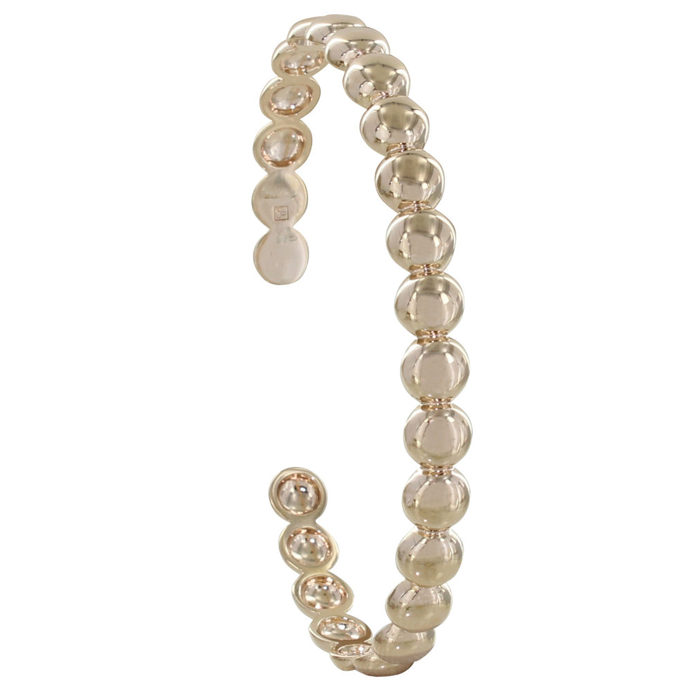 LES POULETTES BIJOUX Bracelet Plaqué Or Demi Jonc Perles Plates
