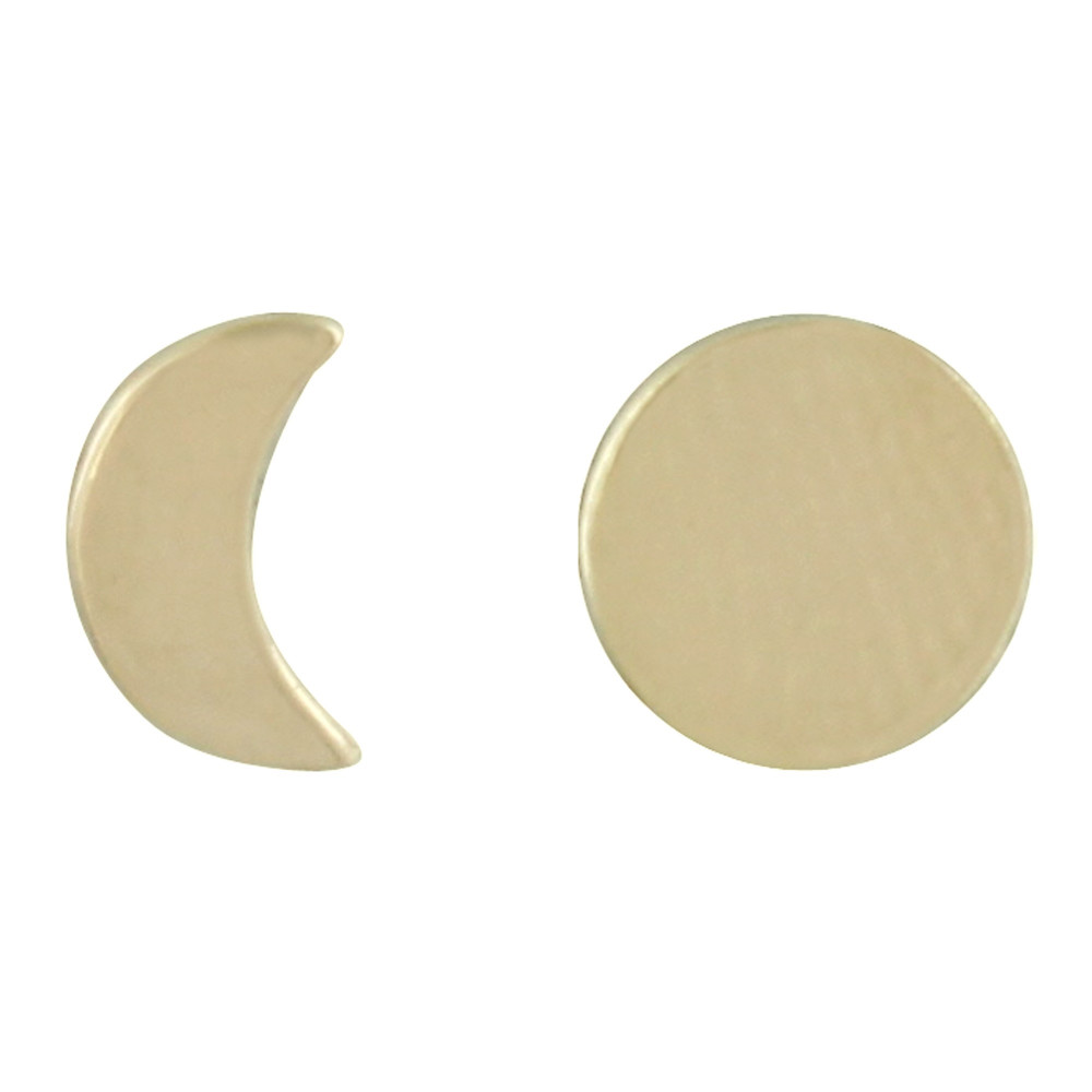 LES POULETTES BIJOUX Boucles d'Oreilles Plaqué Or Lune et Croissant de Lune