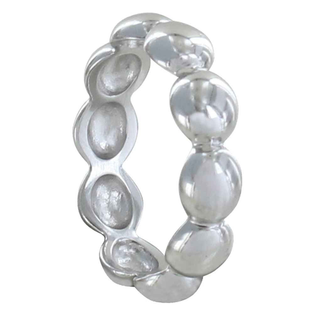 LES POULETTES BIJOUX - Bague Argent 925 Rhodié Perles Plates - taille 50