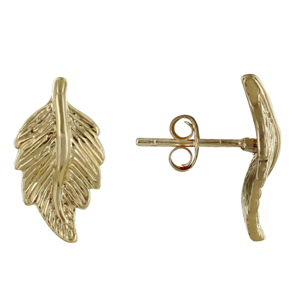 LES POULETTES BIJOUX Boucles d'Oreilles Plaqué Or Feuilles