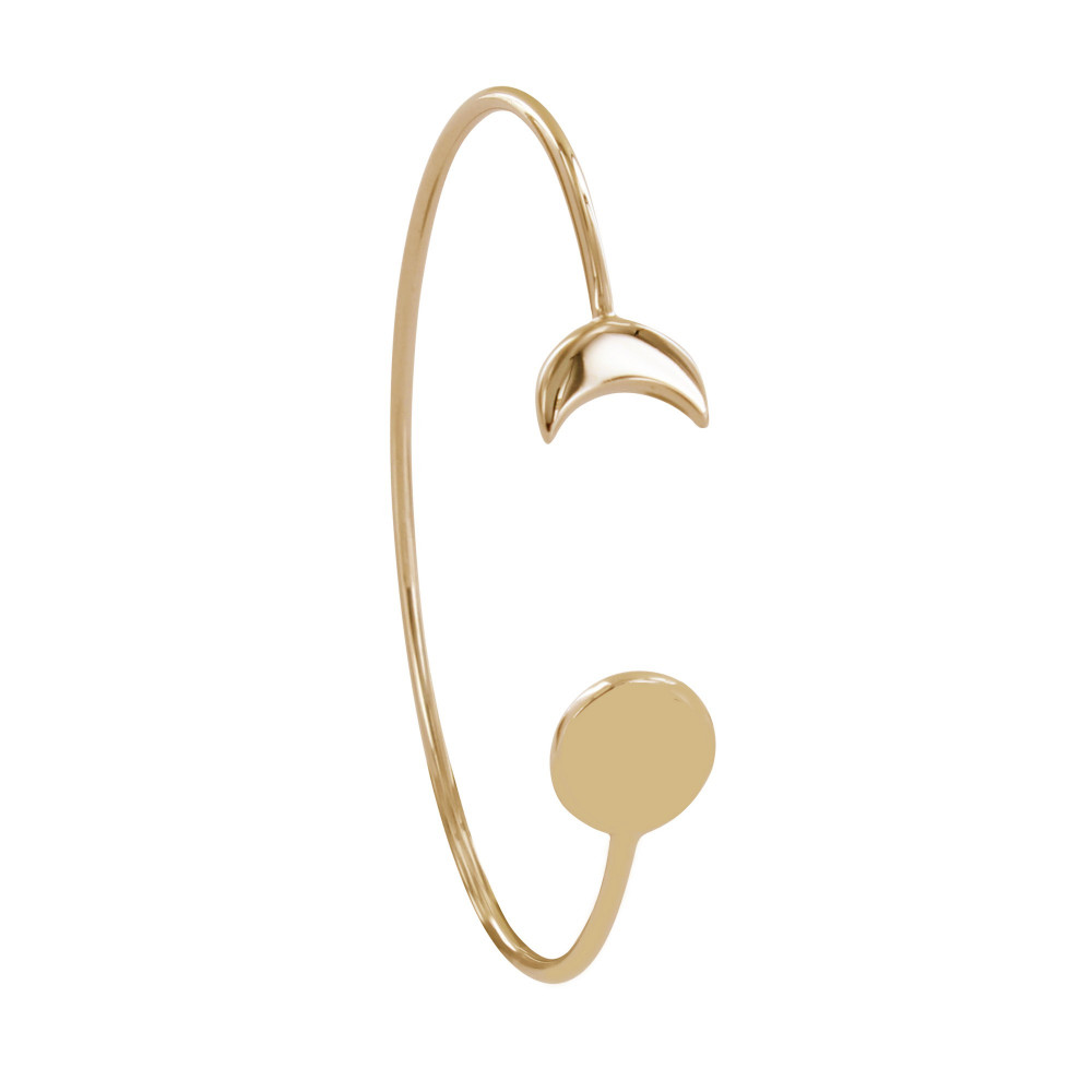 LES POULETTES BIJOUX Bracelet Plaqué Or Jonc Lune et Croissant de Lune