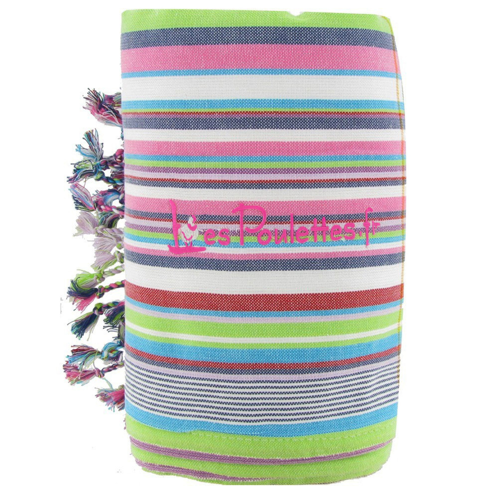 LES POULETTES BIJOUX Kikoy Serviette Plage Coton Eponge Couleur Rayé Blanc